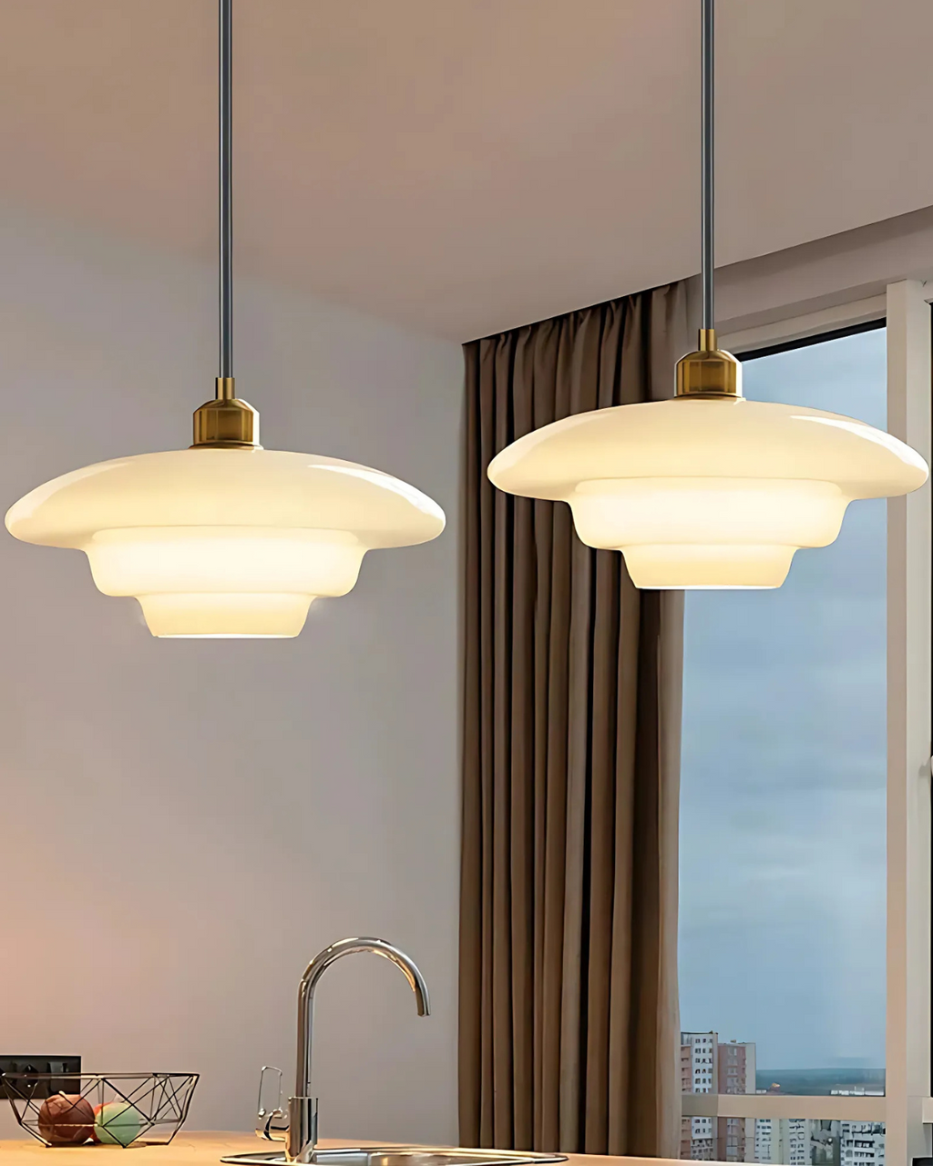 Luselle Cloud-Form Retro Opal Glass Pendant Light With Soft Diffused Glow