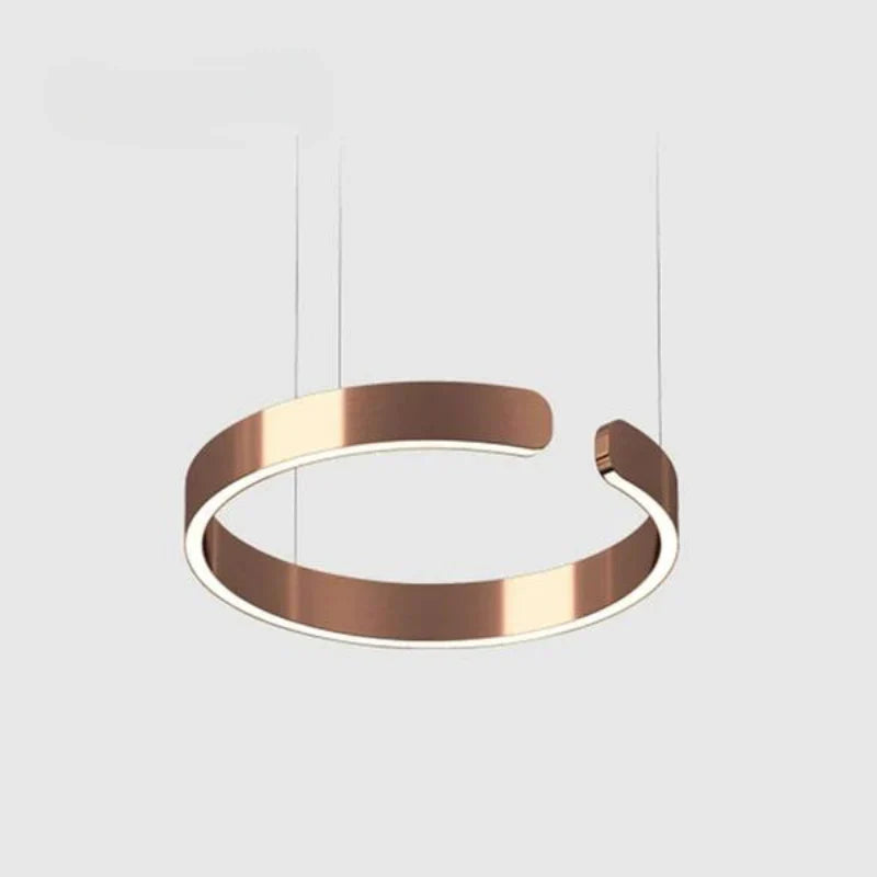 Lumera Two Ring LED Pendant Light With Floating Silhouette Warm Brushed Gold Bronze Finish