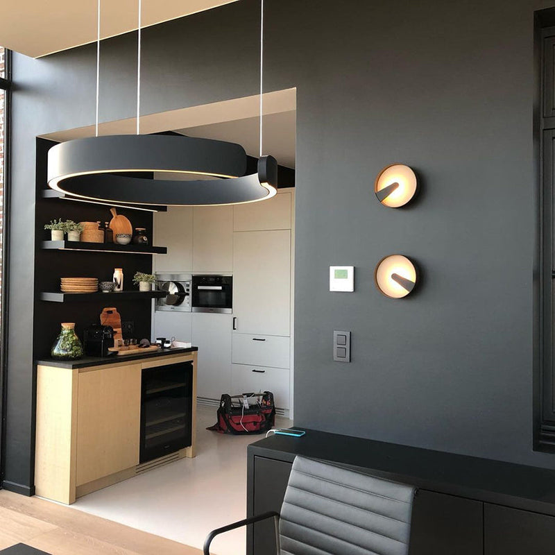 Lumera Two Ring LED Pendant Light With Floating Silhouette Warm Brushed Gold Bronze Finish
