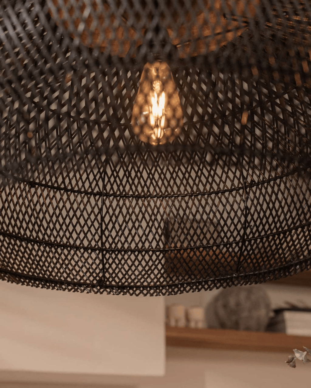 Levana Rattan Fabric Pendant Light With Wood Trim For Modern Home Decor