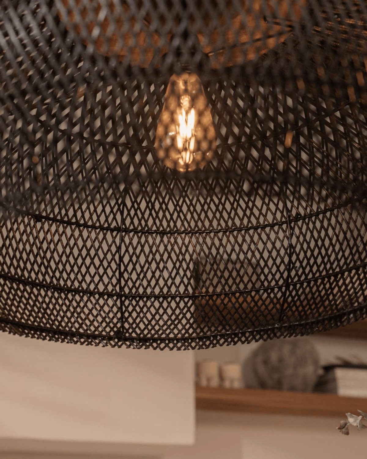 Levana Rattan Fabric Pendant Light With Wood Trim For Modern Home Decor