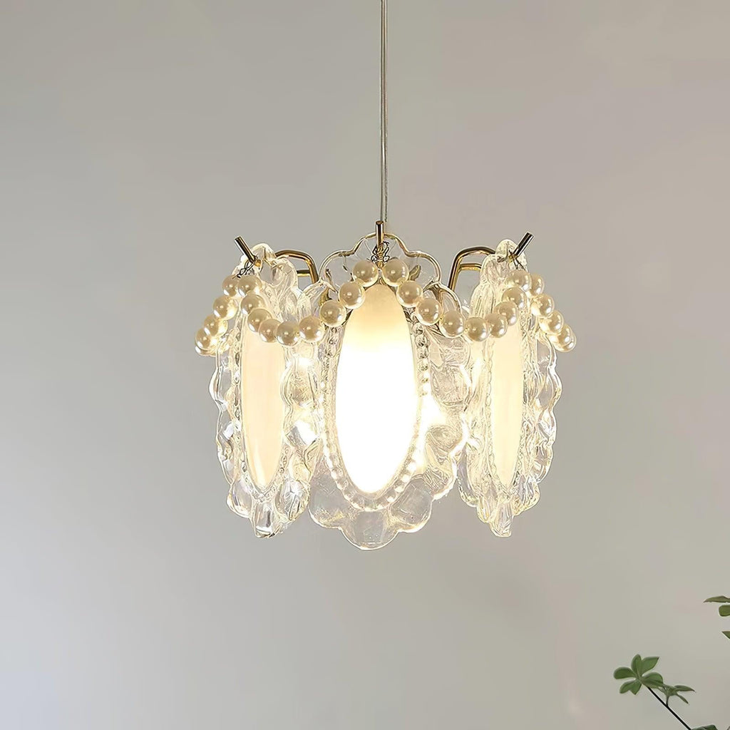 Laviere Pendant Light With Floral Glass Shade Natural Look