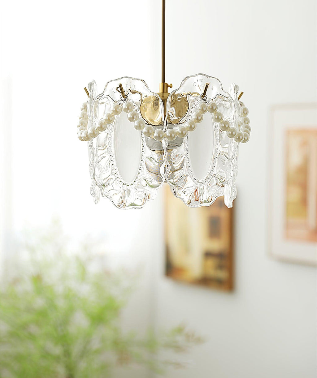 Laviere Pendant Light With Floral Glass Shade Natural Look