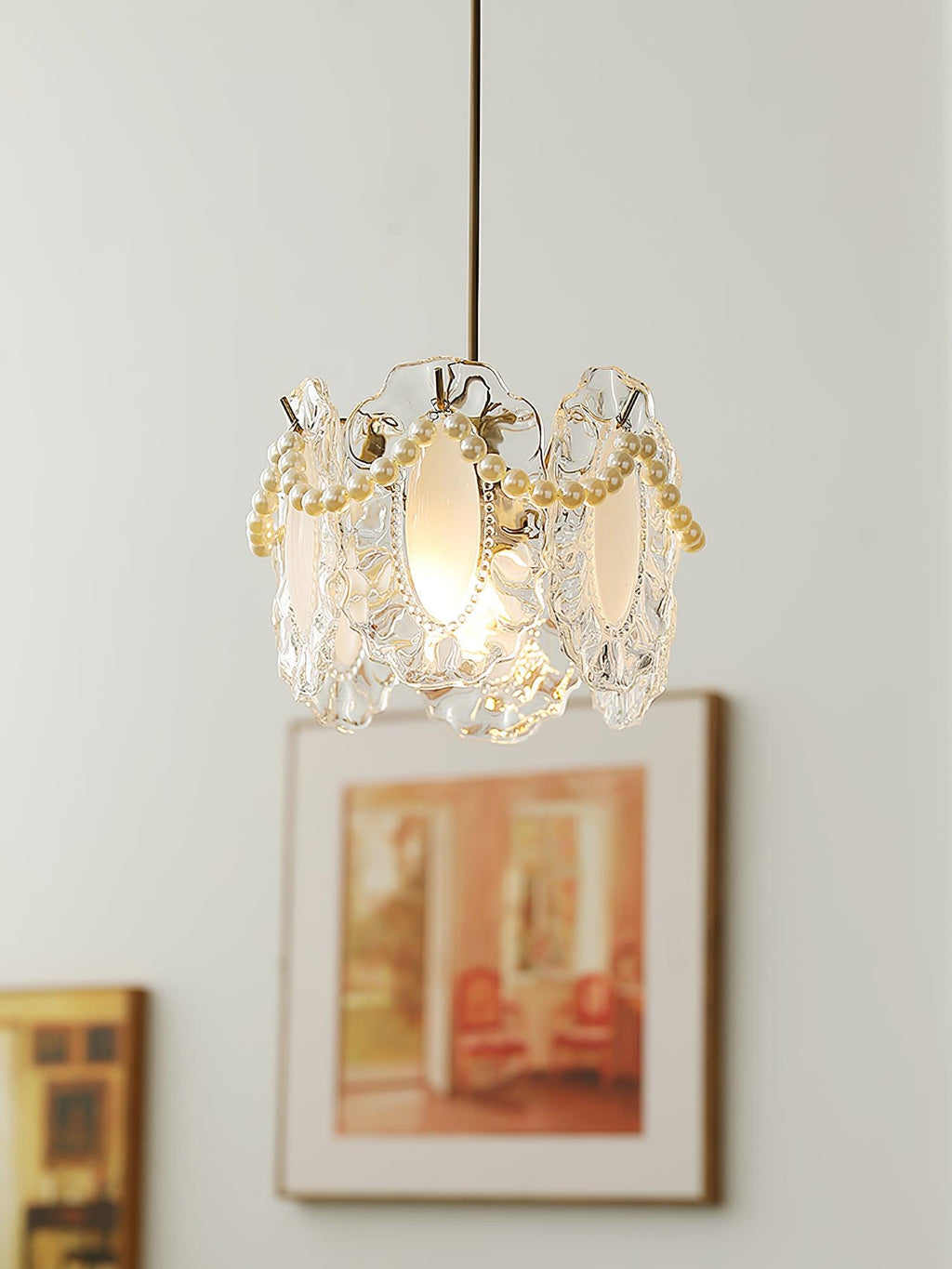 Laviere Pendant Light With Floral Glass Shade Natural Look