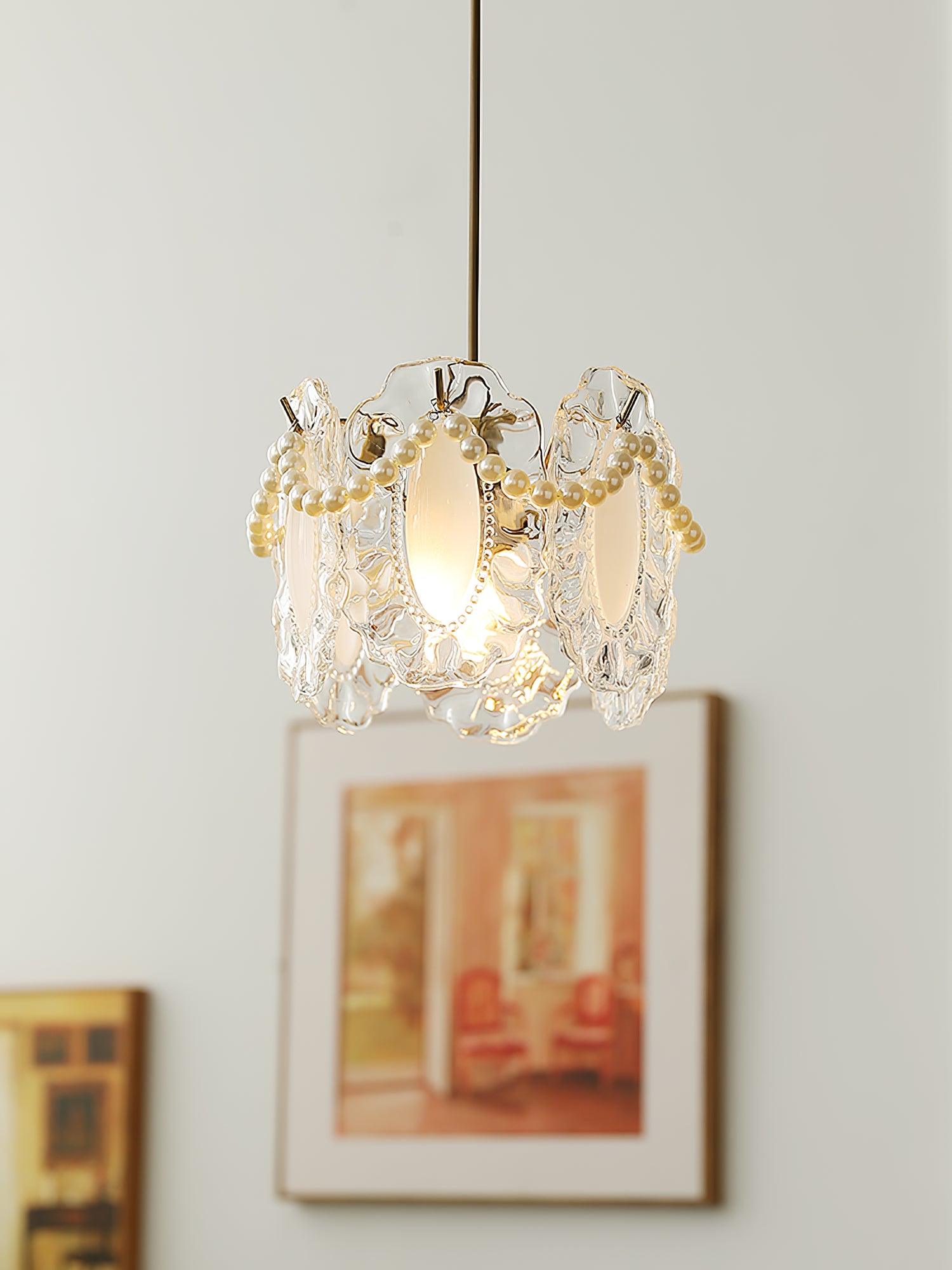 Laviere Pendant Light With Floral Glass Shade Natural Look