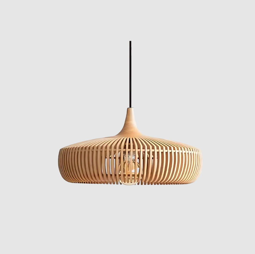 Hinori Japandi Pendant Light In Solid Wood For Elegant Glow