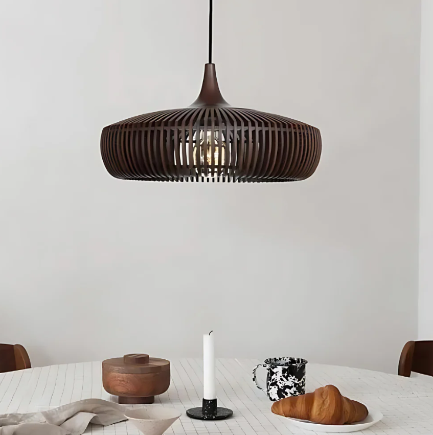 Hinori Japandi Pendant Light In Solid Wood For Elegant Glow
