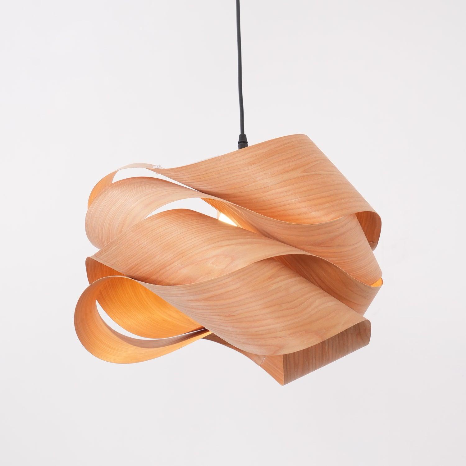 Elara Pendant Light With Woodgrain Finish For Dining Room Ambience
