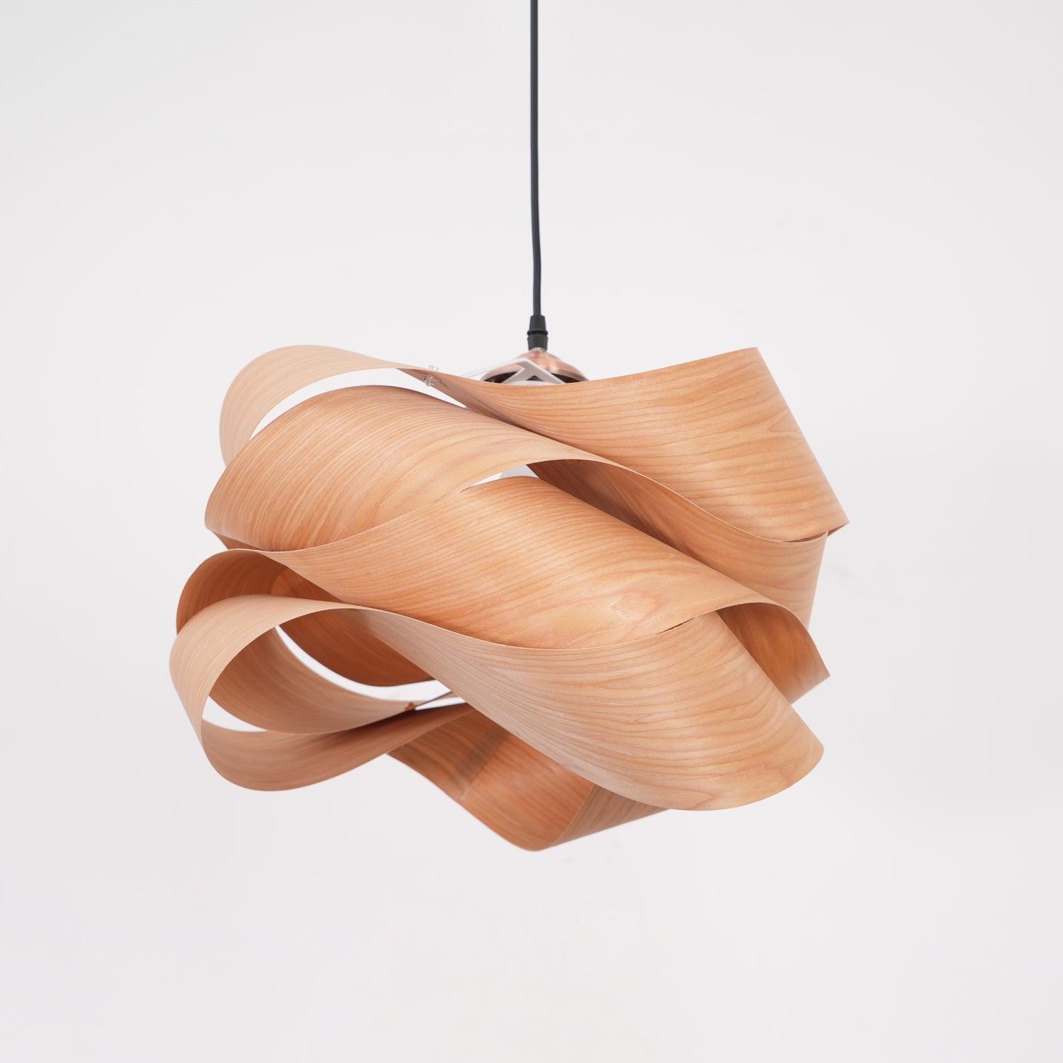 Elara Pendant Light With Woodgrain Finish For Dining Room Ambience