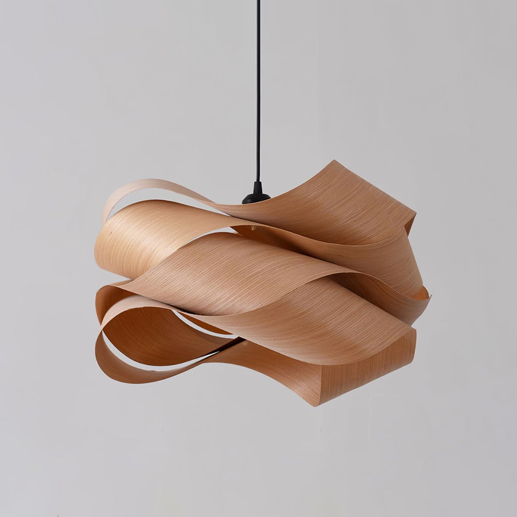 Elara Pendant Light With Woodgrain Finish For Dining Room Ambience