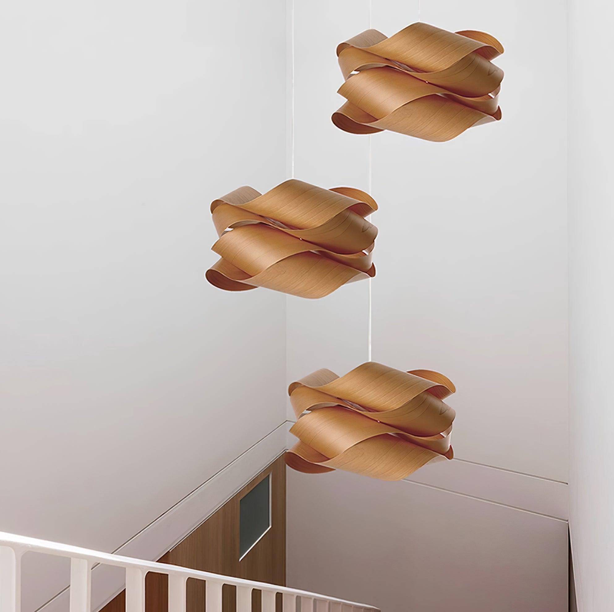 Elara Pendant Light With Woodgrain Finish For Dining Room Ambience