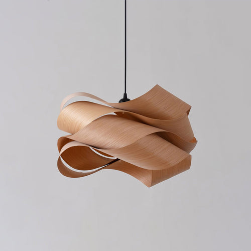 Elara Pendant Light With Woodgrain Finish For Dining Room Ambience
