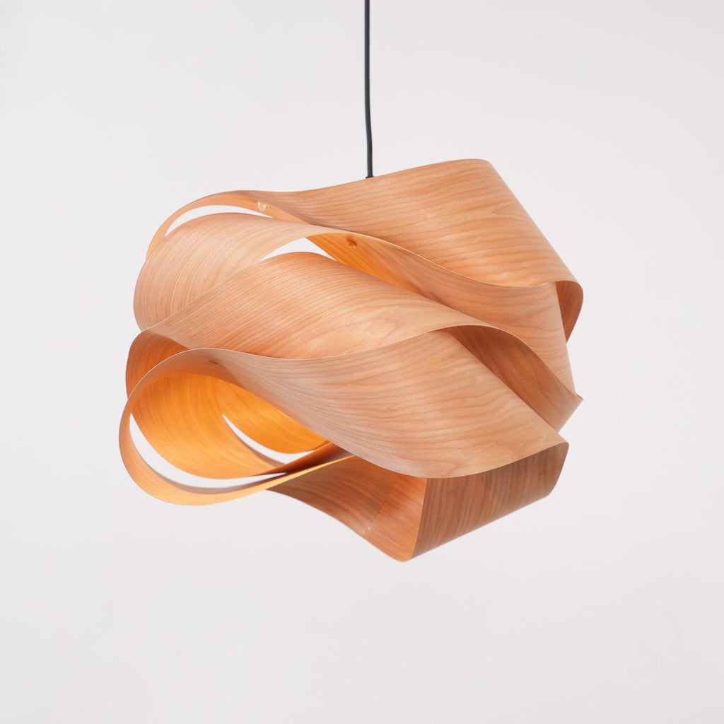 Elara Pendant Light With Woodgrain Finish For Dining Room Ambience