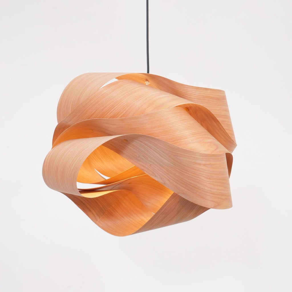 Elara Pendant Light With Woodgrain Finish For Dining Room Ambience