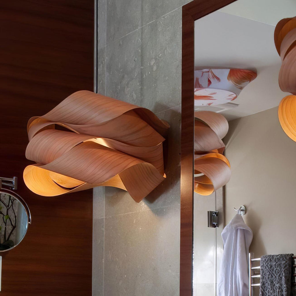 Elara Pendant Light With Woodgrain Finish For Dining Room Ambience