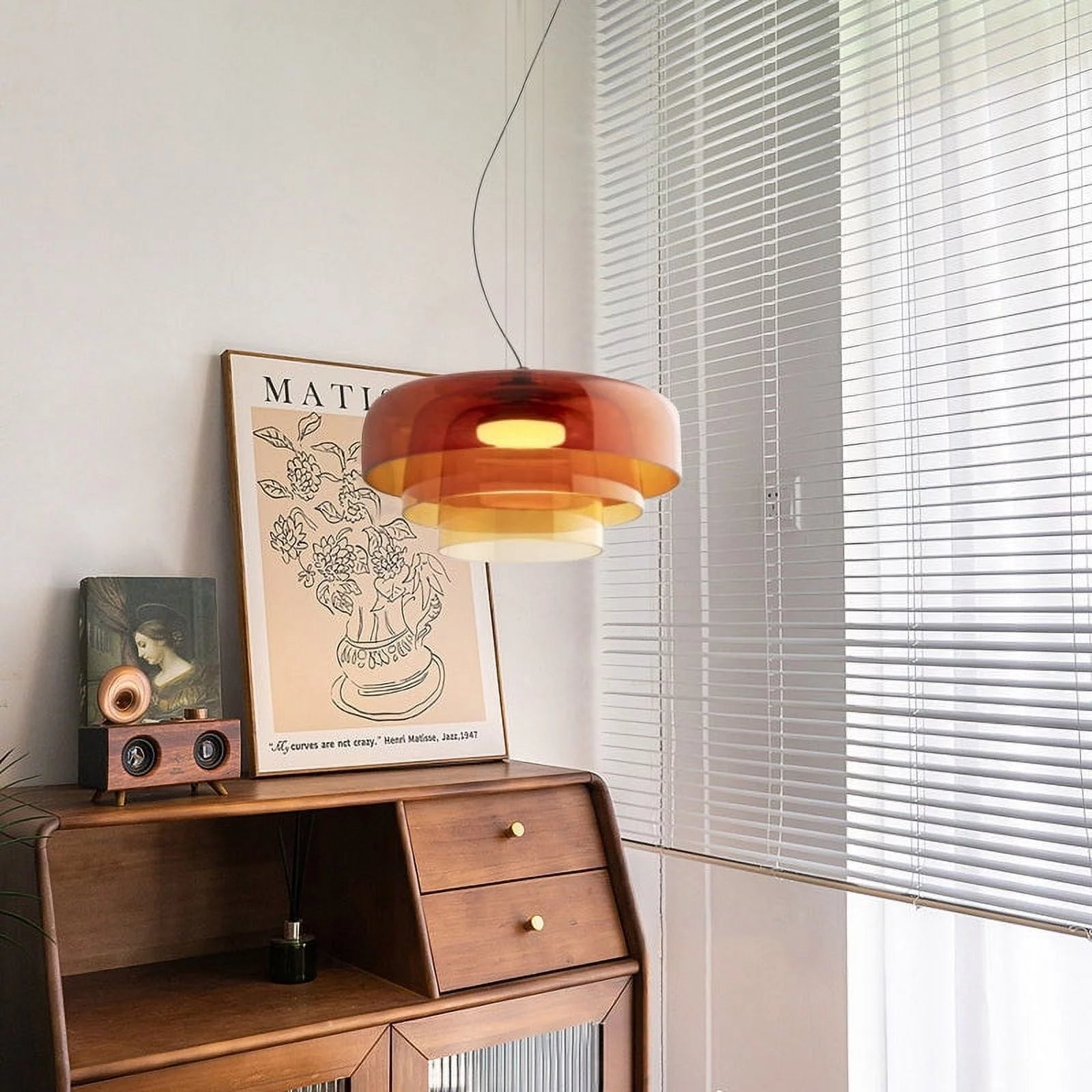 Kirrea Contemporary Glass and Metal Pendant Light For Kitchen