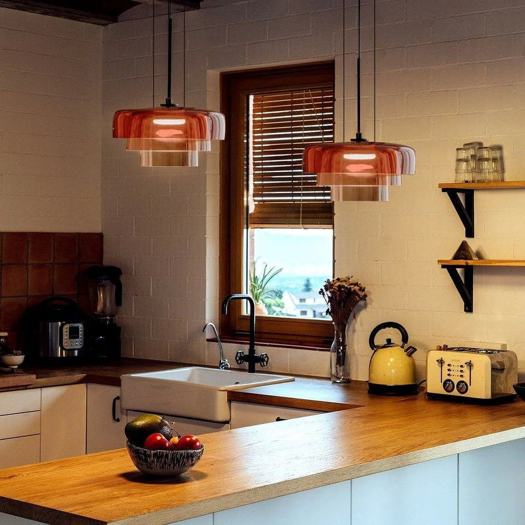 Kirrea Contemporary Glass and Metal Pendant Light For Kitchen
