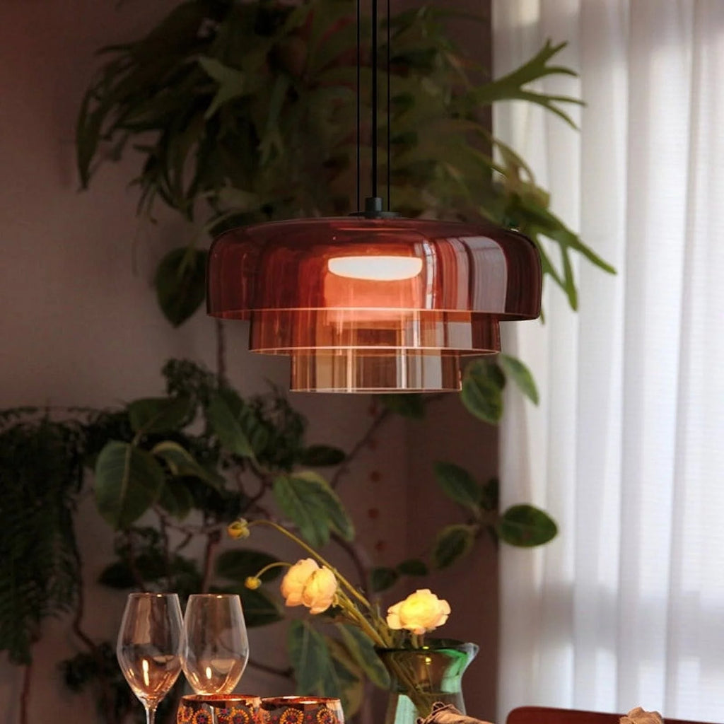 Kirrea Contemporary Glass and Metal Pendant Light For Kitchen