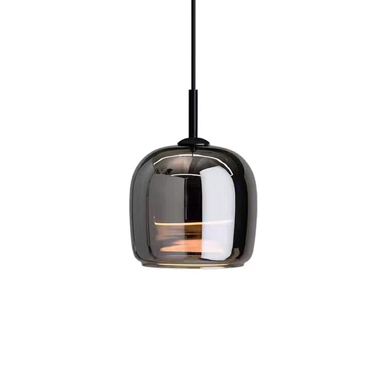 Arden Black Pendant With Smoked Glass Shade For Ceiling