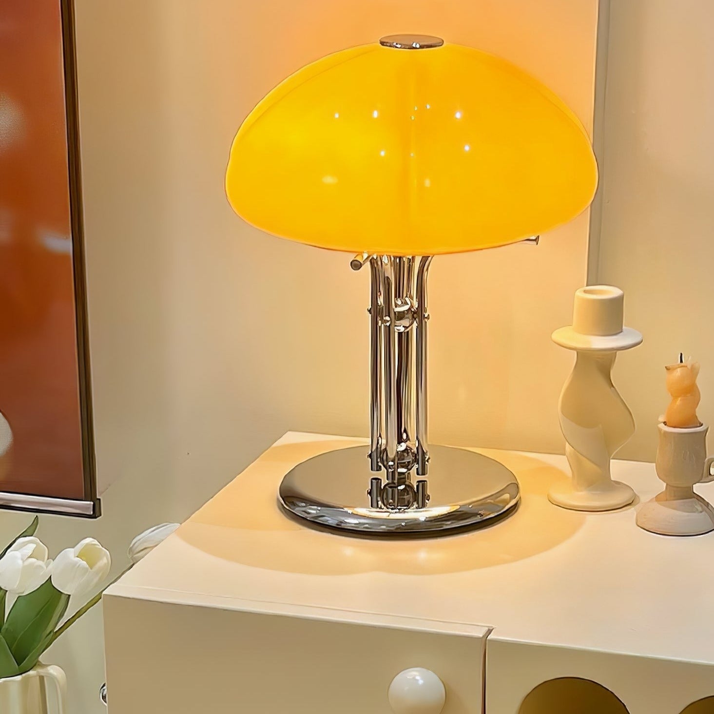 Mushroom Table Lamp With Bauhaus Style And Clean Geometric Form
