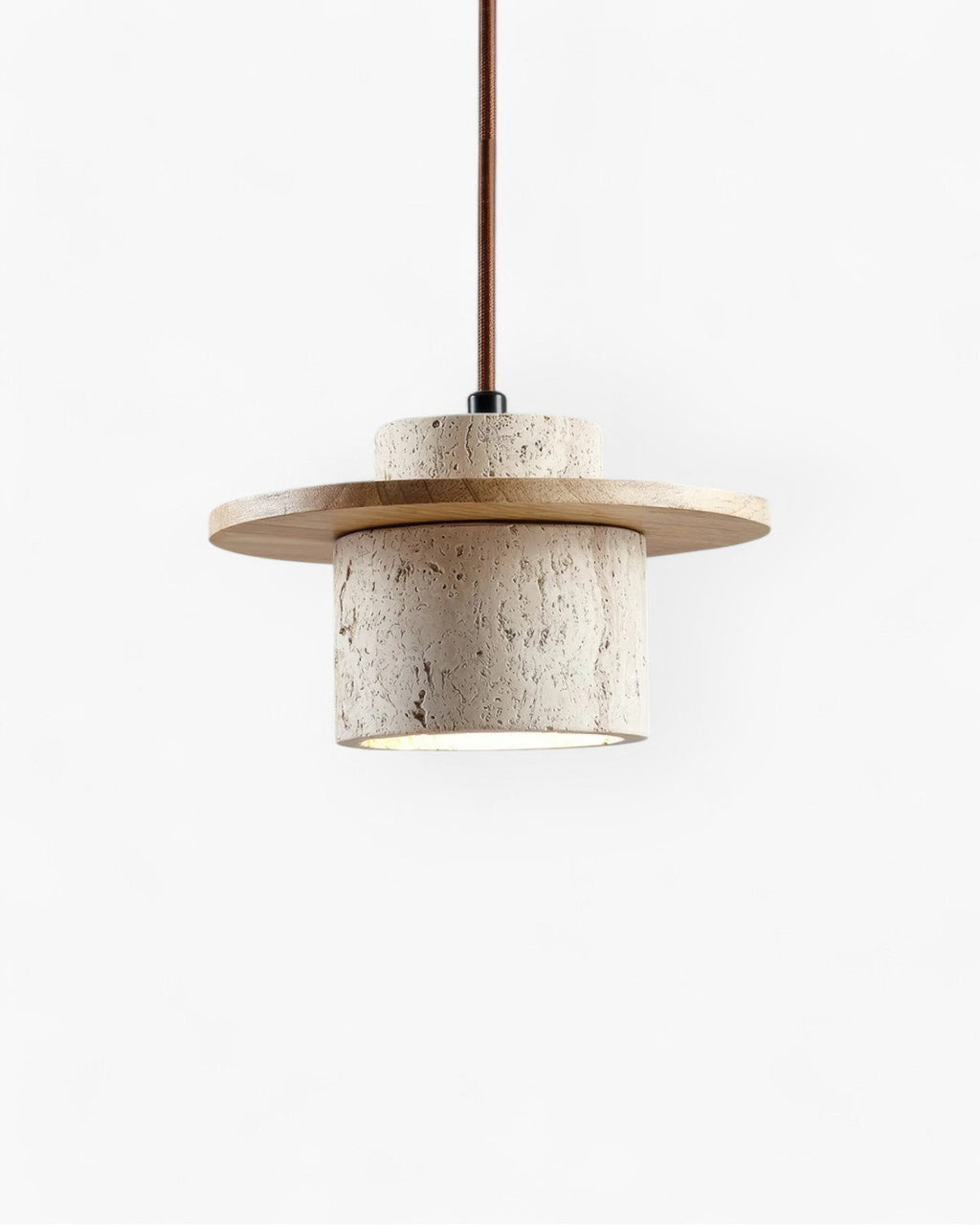 Coren Pendant Light In Travertine Stone With Rustic Glow