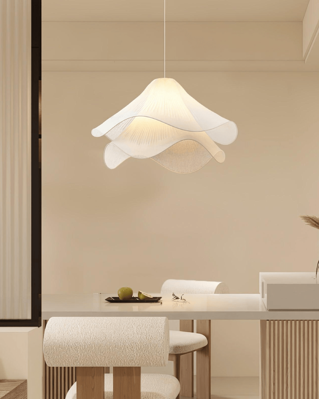 Florenza Petal Fabric Shade Pendant Light For Living Rooms, Warm 3000K, 30cm