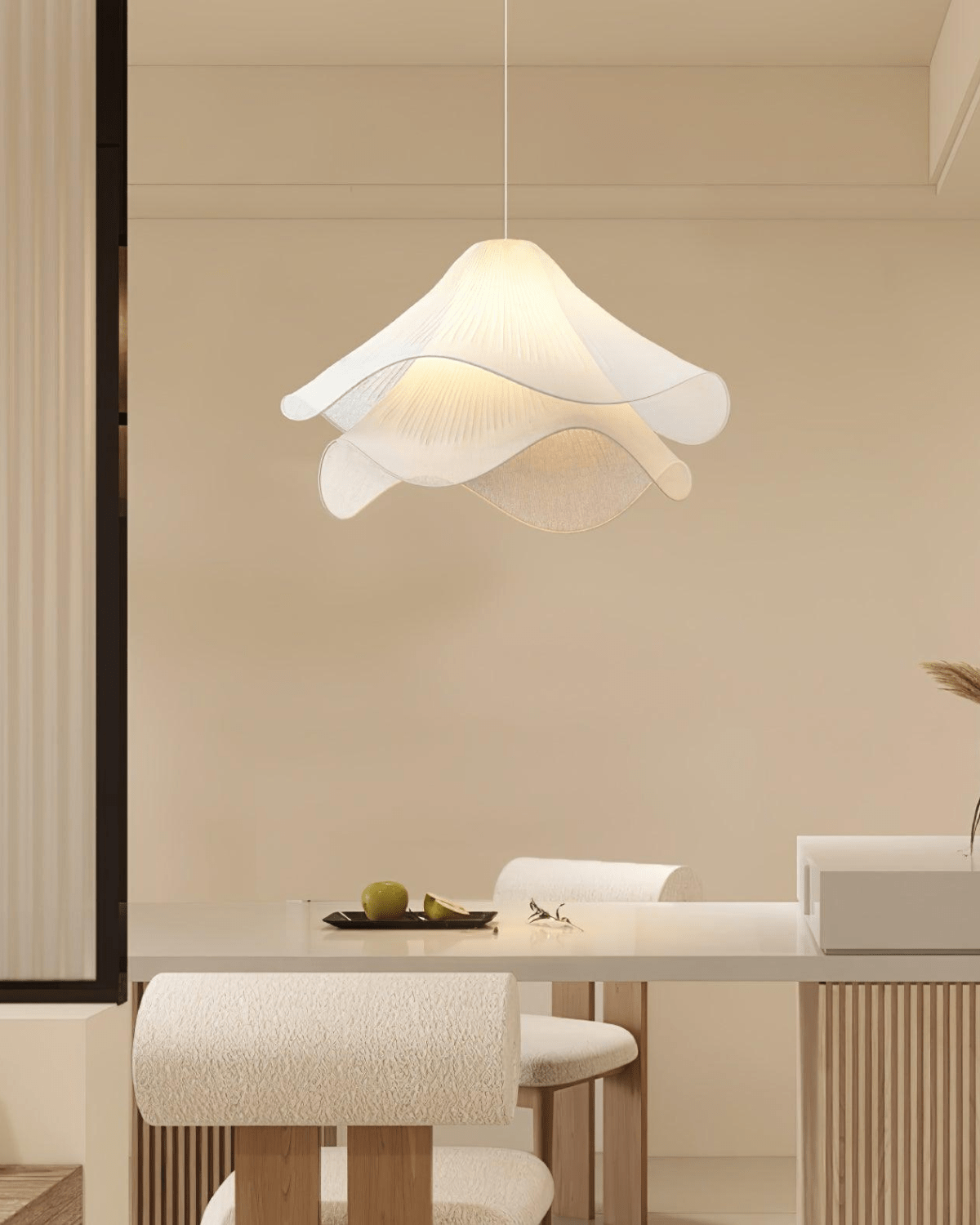 Florenza Petal Fabric Shade Pendant Light For Living Rooms, Warm 3000K, 30cm