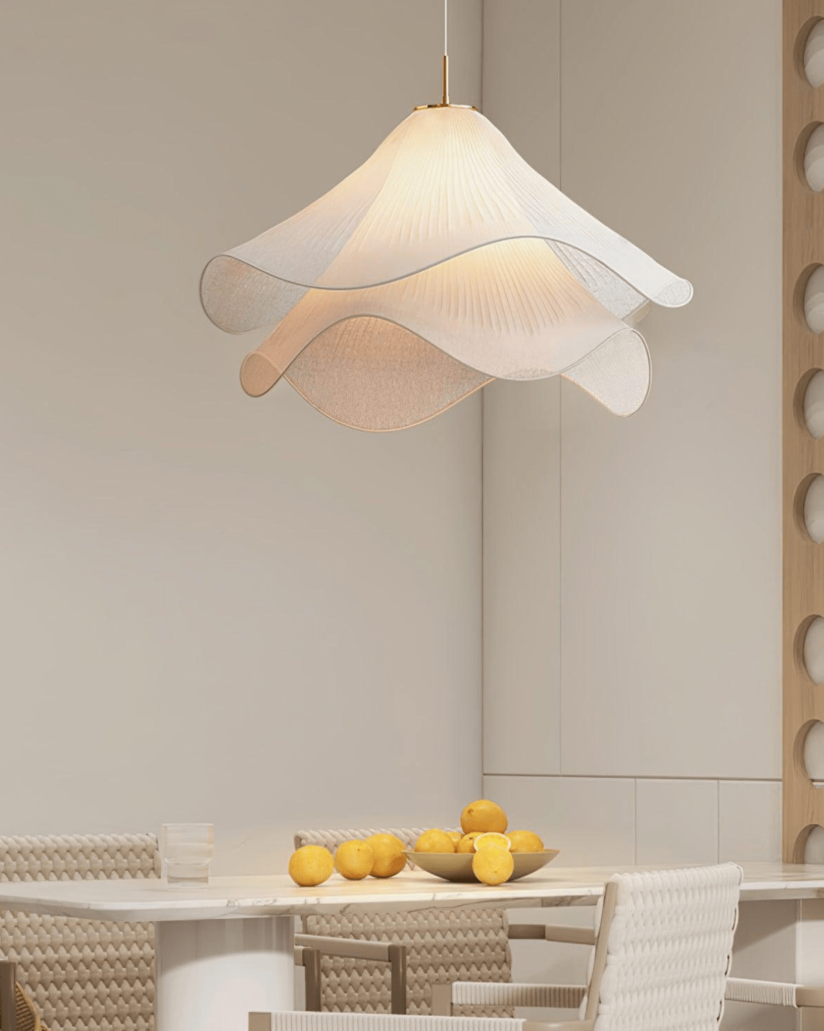 Florenza Petal Fabric Shade Pendant Light For Living Rooms, Warm 3000K, 30cm