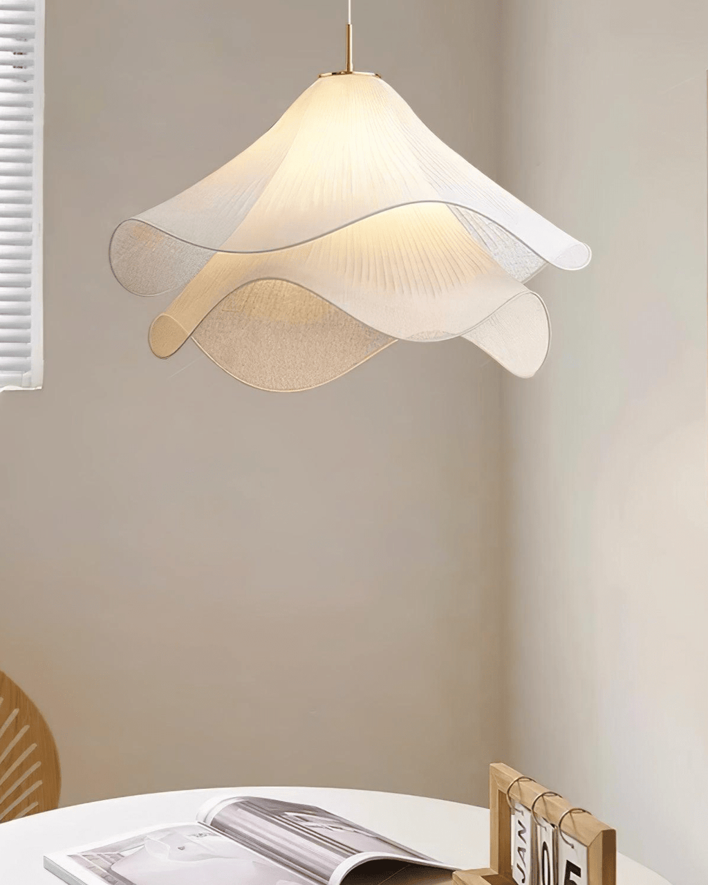 Florenza Petal Fabric Shade Pendant Light For Living Rooms, Warm 3000K, 30cm