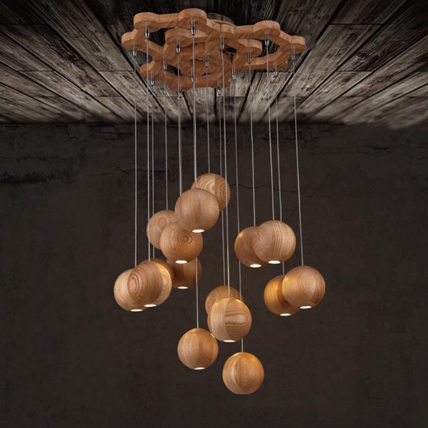 Sylva Chandelier With Orb Of Solid Wood For Modern Living Rooms