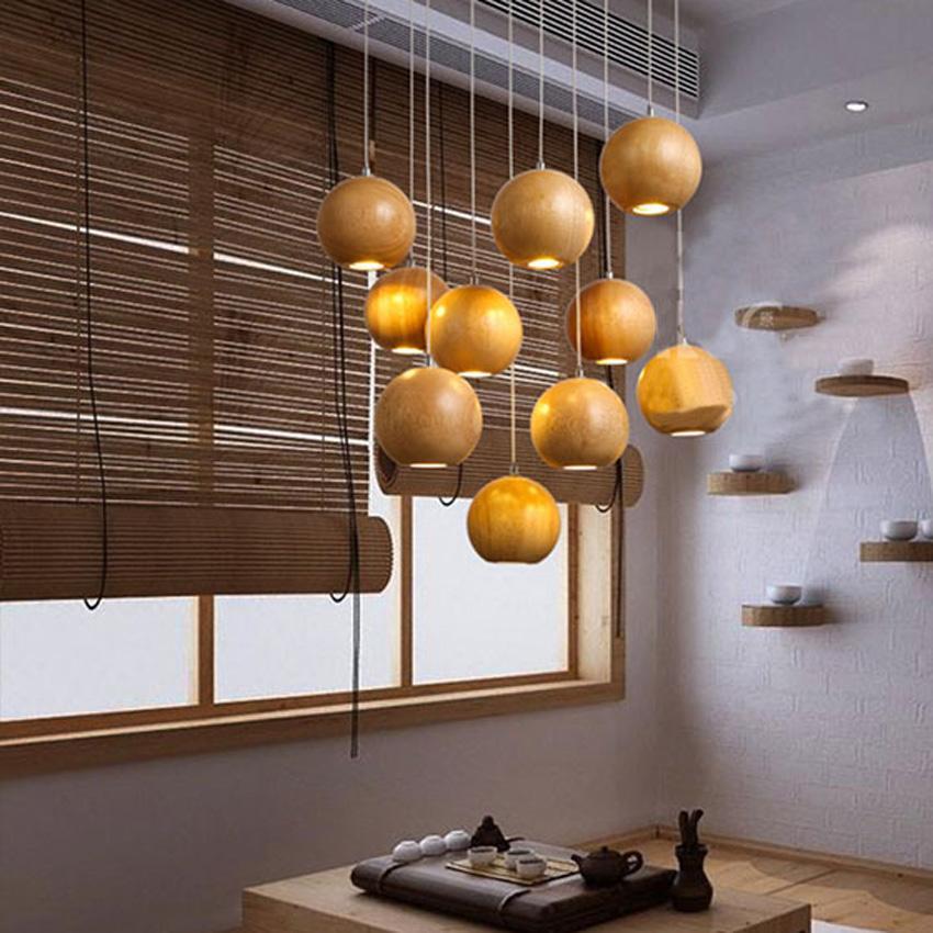 Sylva Chandelier With Orb Of Solid Wood For Modern Living Rooms